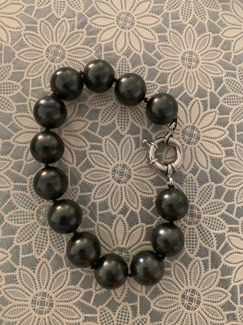 Bracelet grosses perles noires