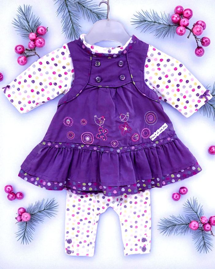 ORCHESTRA - LOT 6P BÉBÉ FILLE MÊME COLLECTION AVEC BRODERIES FLEURS & OISEAUX 1M - photo numéro 4