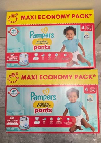 🍼 Pampers Premium Protection Pants T4 (9-15 kg) Lot de 2 × 82 couches – Total 164 Pants
