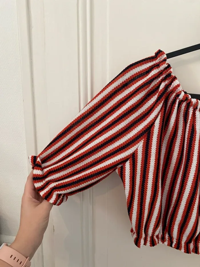 Crop top à rayures épaules dénudées Pull&Bear - photo numéro 3