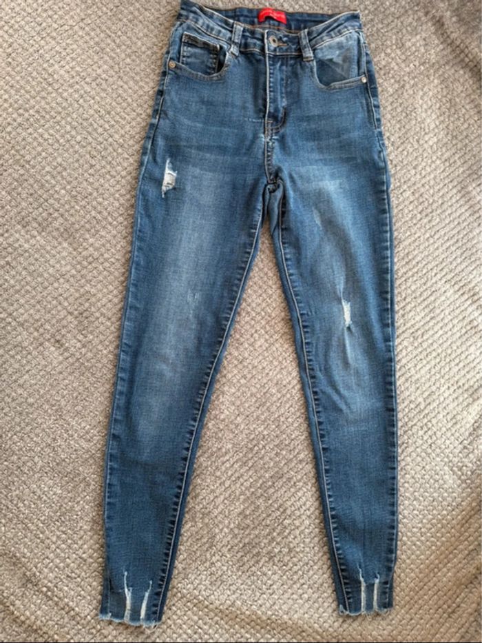 Jean slim bleu taille haute (36) - photo numéro 2