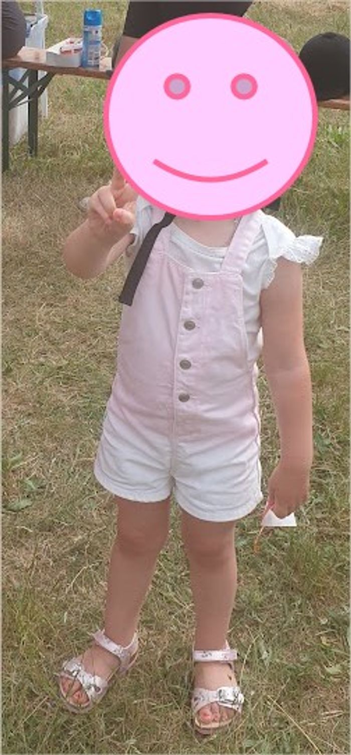 Salopette short denim rose et blanche - 92 - Zara - photo numéro 6