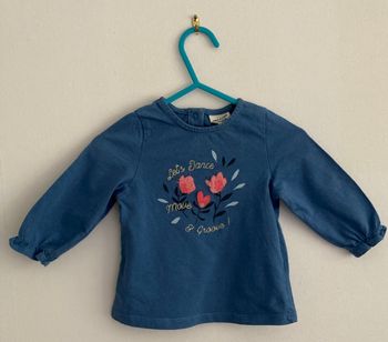 Tee-shirt manches longues décoré fleurs bébé 6 mois
