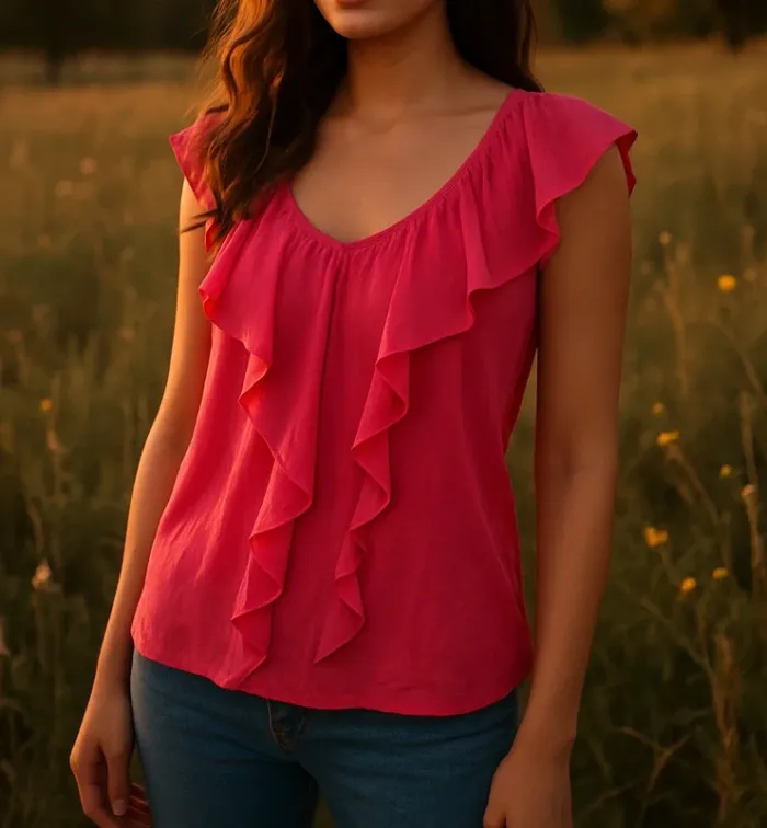 Haut rose à volants Bodyflirt – Taille 36/38