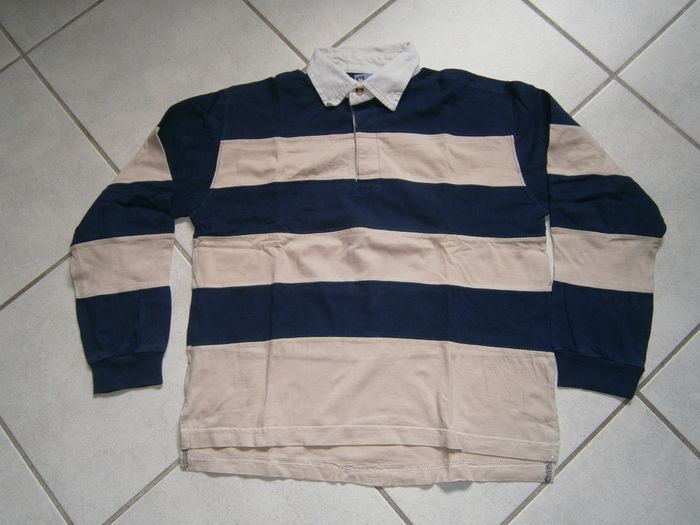 Polo ML rayé marine/beige 12 ans - photo numéro 2