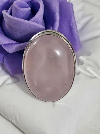 Bague en argent sterling 925 avec pierre de quartz rose