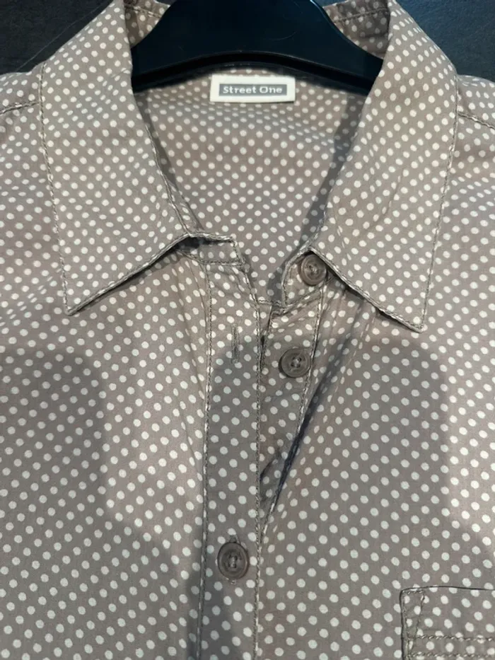 Chemise à pois taupe/gris Street One – taille FR 42 manches longues - photo numéro 2