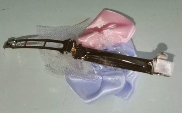 barrette à clip tissu fleurs et tulle fille - photo numéro 3
