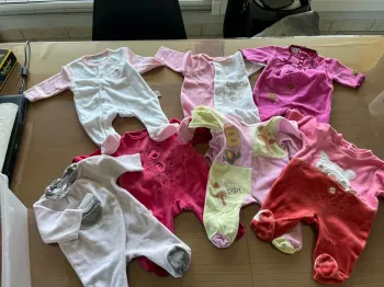 Lot pyjama velours fille 1 mois 54 cm