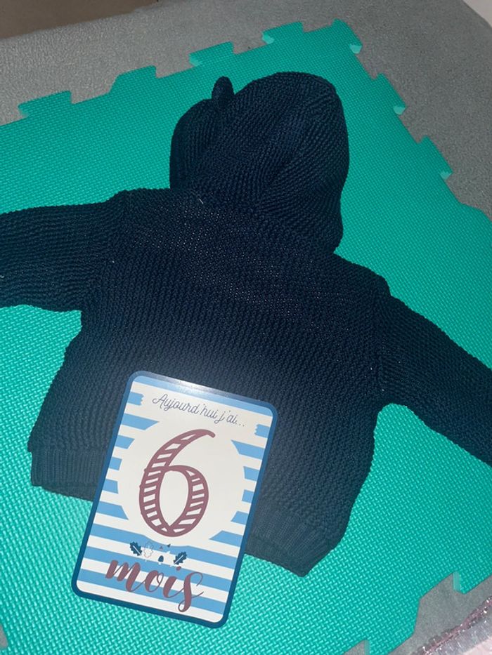 Gilet chaud bleu fourree capuche oreille Kiabi 6M - photo numéro 2