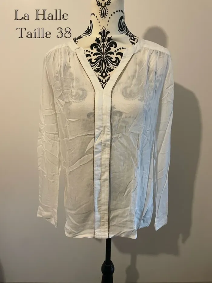 Chemisier blouse blanc La Halle - Neuf - Taille 38 - Style romantique 🤍