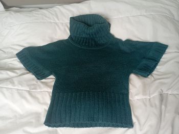 Pull col roulé manches courtes bleu canard taille S Etam neuf 5€