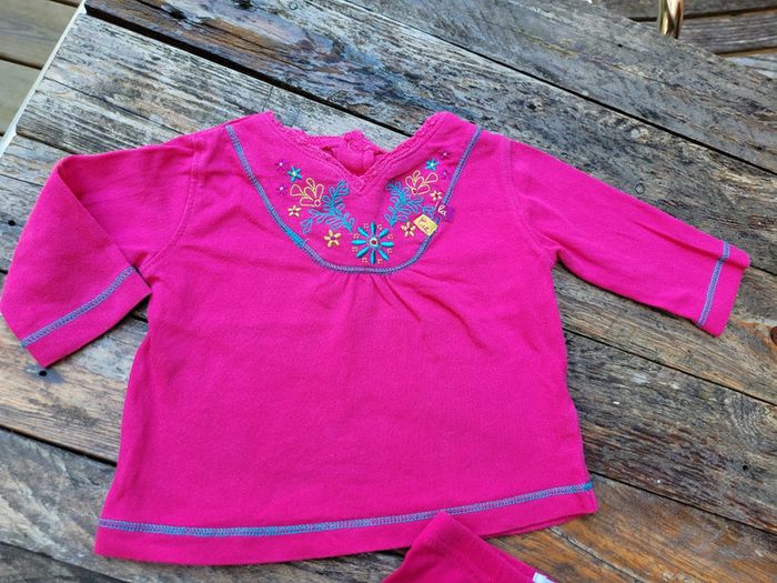 Superbe ensemble La Compagnie Des Petits, rose fuchsia, legging et tee-shirt manches longues, 3 mois - photo numéro 2