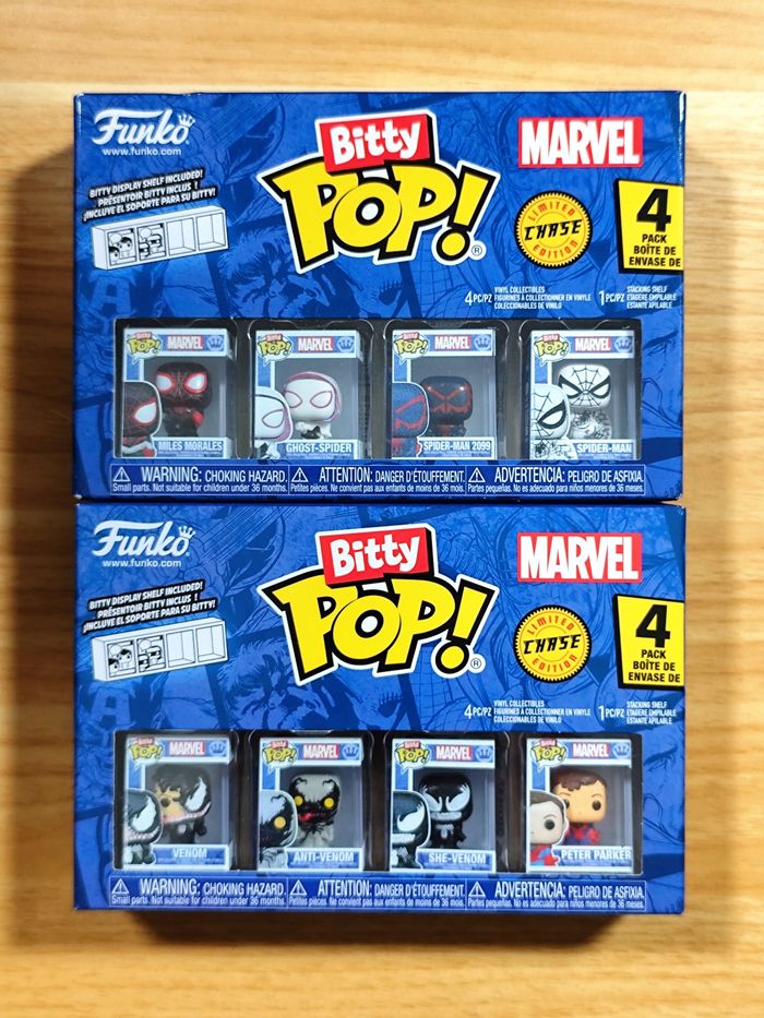 Lot 2 Boîtes x4 Bitty Pop! - Spider-Verse & Venom-Verse (Marvel Comics)