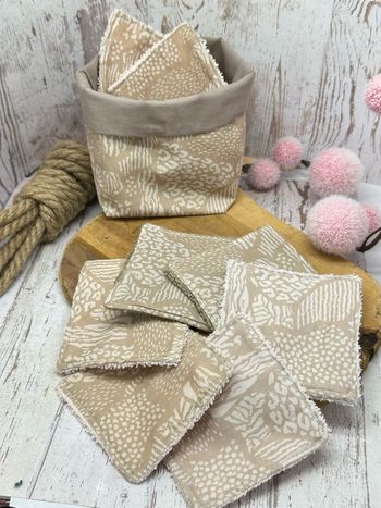 Lingettes lavable lot de 8 avec panier assorti