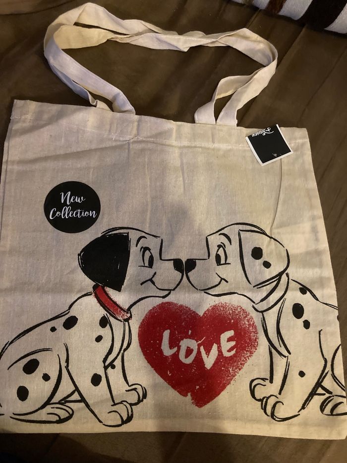 Tote bag couple bébés dalmatiens