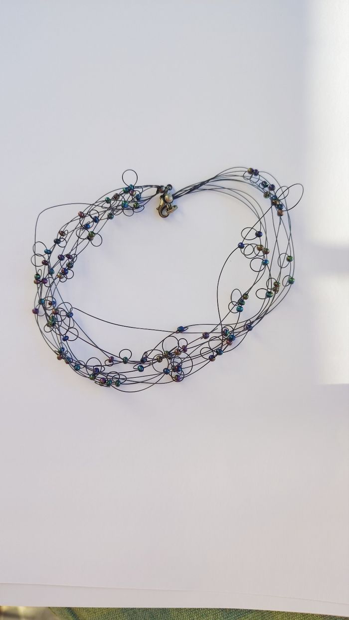 Collier fille fantaisie perles ras du coup - photo numéro 2