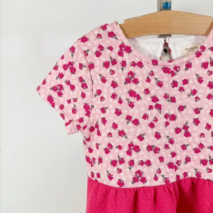 Robe fille imprimé fleuri rose fuchsia CMT Atelier – taille 8 ans estimé A1095 - photo numéro 5
