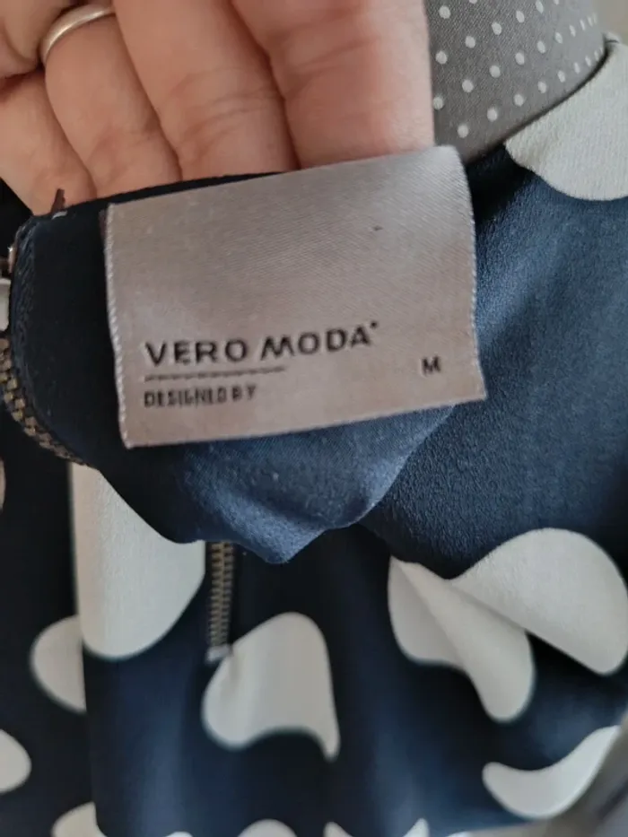 Robe a pois bleu foncé Véro Moda taille M - photo numéro 5