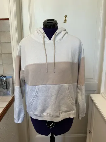 Sweat à capuche rose gris blanc Chicorée L