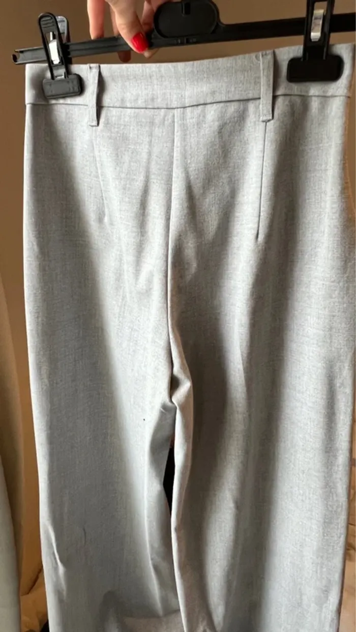 Pantalon droit bershka gris - photo numéro 3