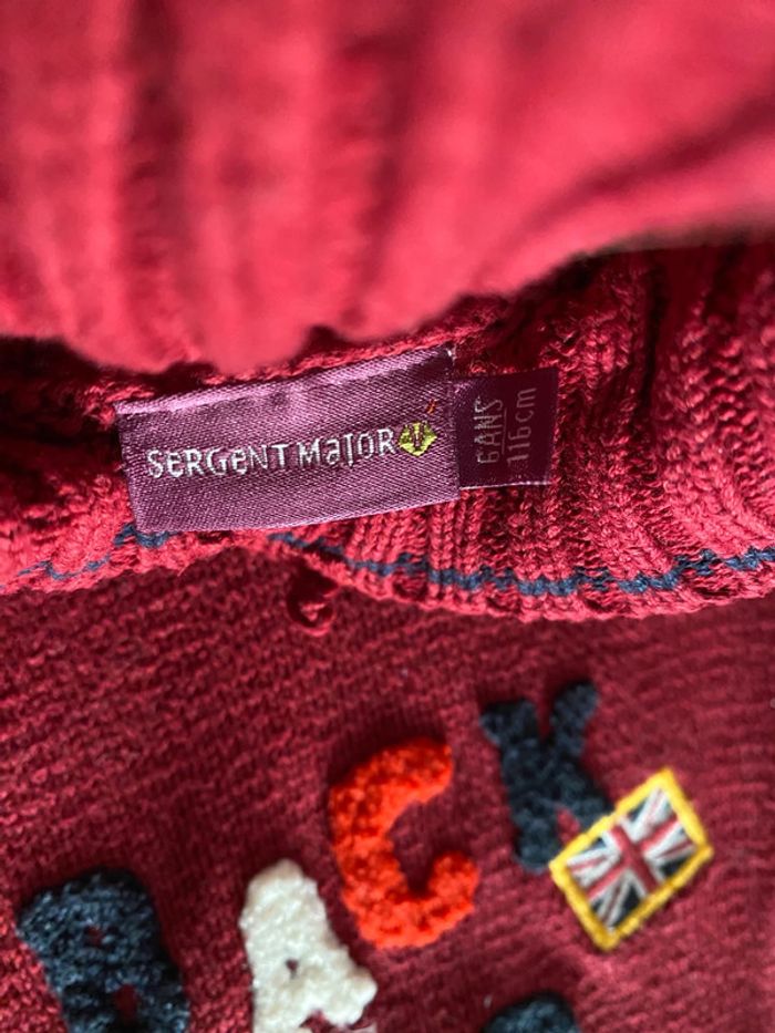 Pull col châle bordeaux back to school garçon 6 ans sergent major - photo numéro 5