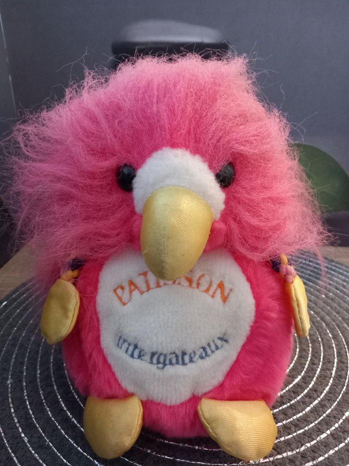 Peluche oiseau Ajena pâtisson rose 20 cm vintage - photo numéro 2