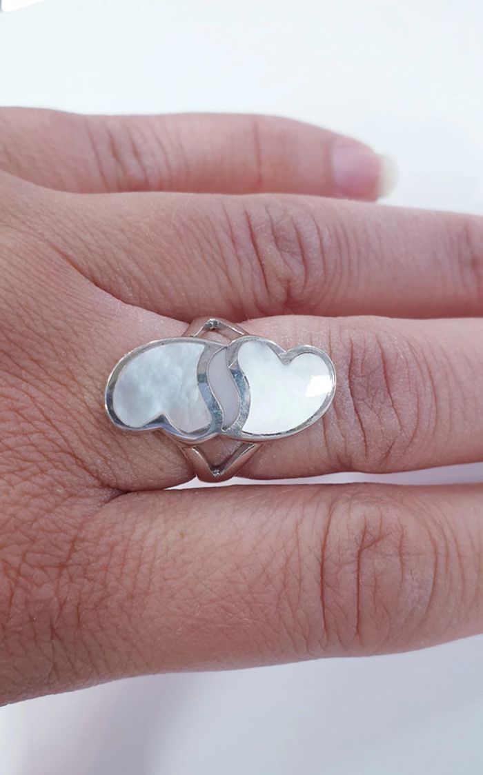 Neuve ! Très jolie bague coeur Argent 925 et nacre - photo numéro 3