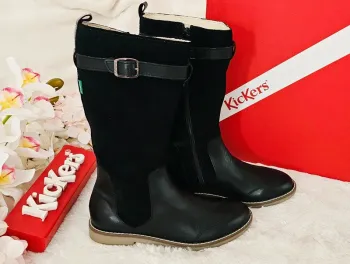 Bottes Hautes Cavalières Cuir Zip Kickers T32