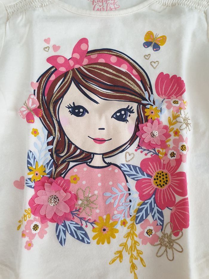Tshirt ML crème fillette et fleurs - T104- C&A - photo numéro 2