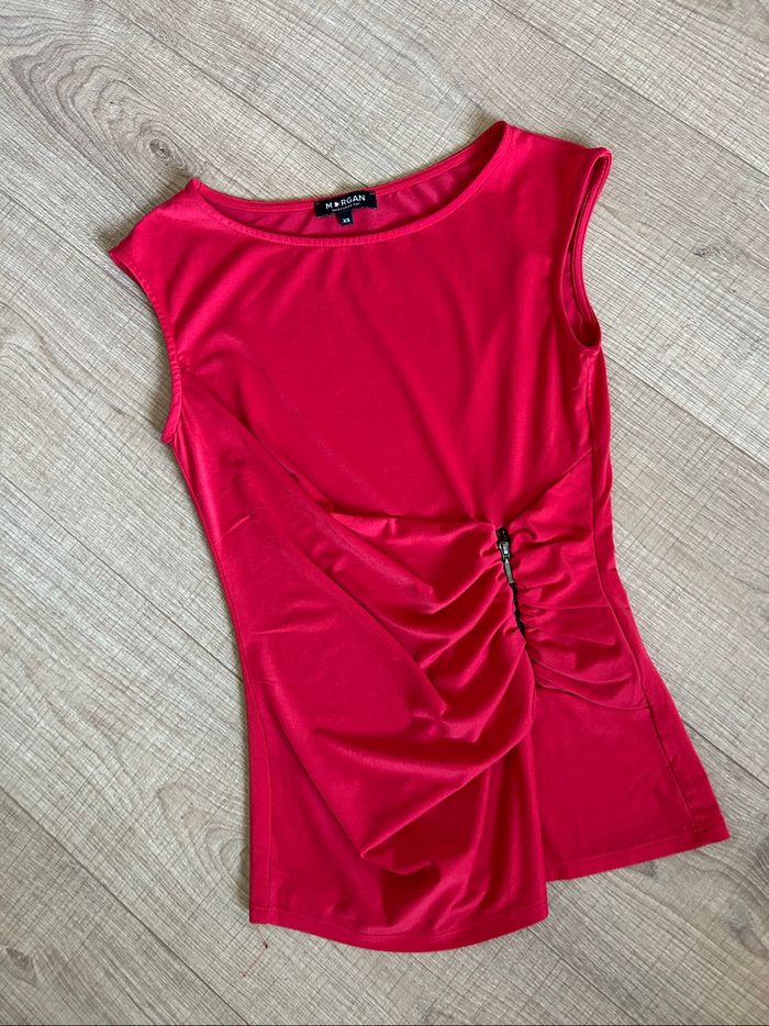 Blouse rouge sans manches Morgan taille XS jamais portée - photo numéro 7
