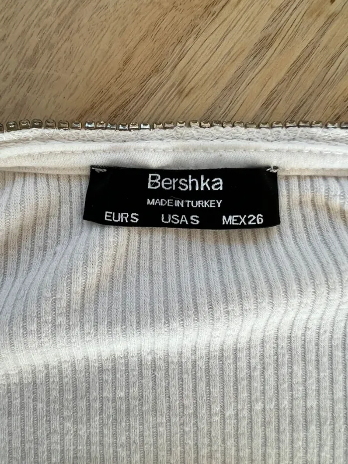 Top côtelé diamant manches longues femme Bershka - photo numéro 4