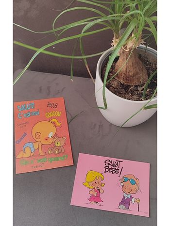 Lot de 2 cartes postales dessin bébé