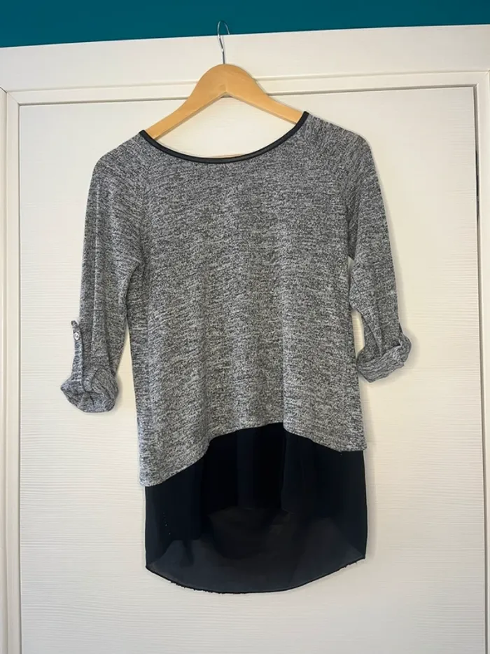 🔹 Pull blouse fluide avec voile et nœud🔹