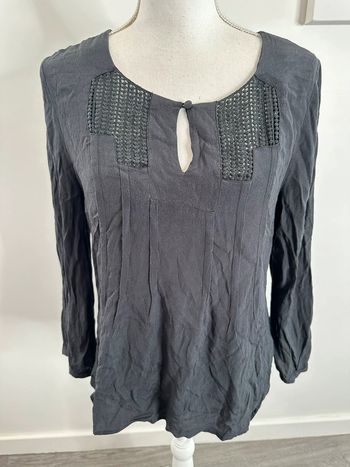 Blouse grise broderies ajourées Sud Express T40 L