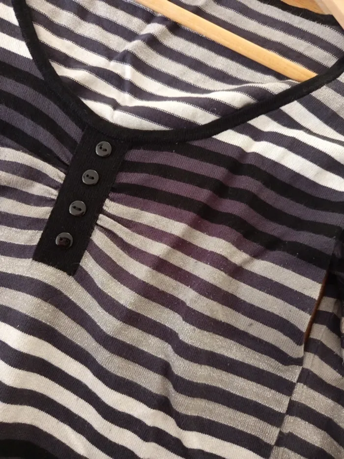 Pull léger rayures noir blanc vintage - photo numéro 8