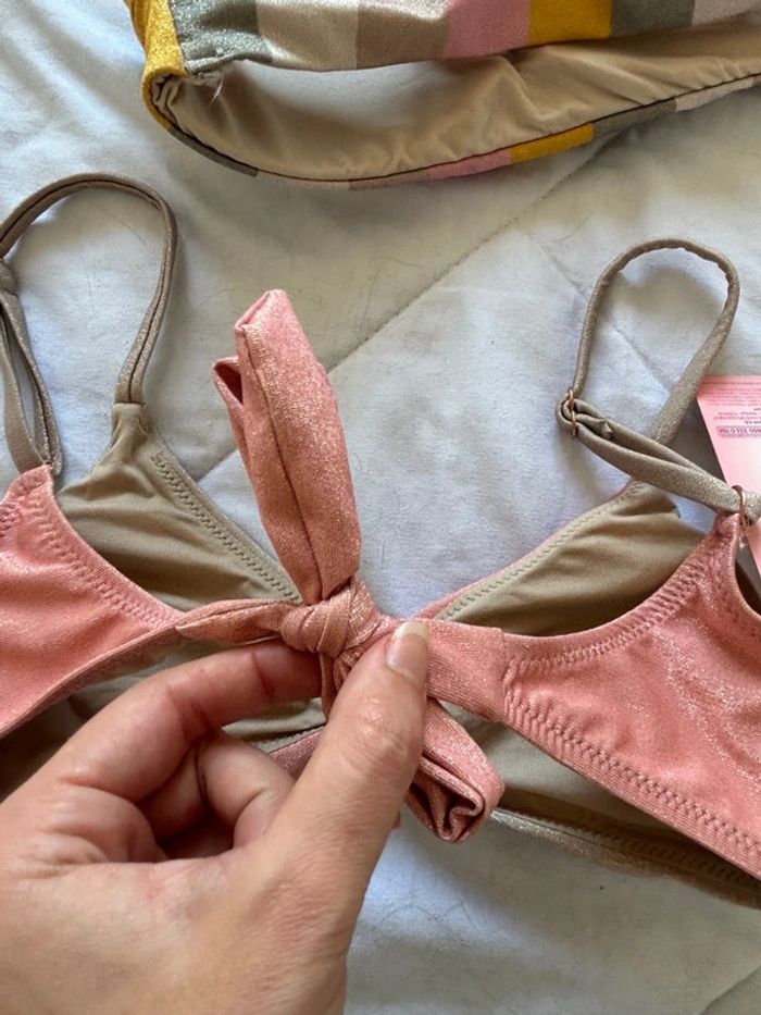Lot / set 2 hauts de maillot de bain bikini multicolore pailleté brillant Penti taille XS/34 neuf - photo numéro 12