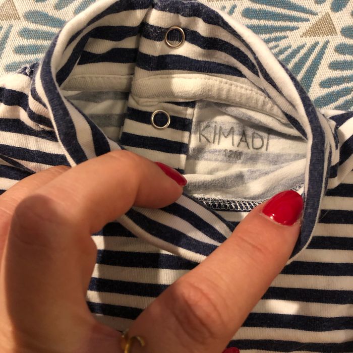 Sous pull bleu Marine/blanc avec col roulé - 12 mois - photo numéro 2