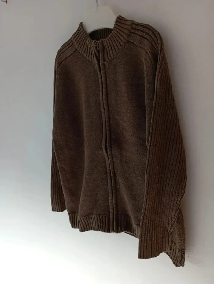 Pull zippé en maille vert kaki Tex 4-5 ans - photo numéro 2