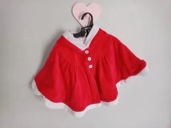 Cape de Noël bebe en velours et sherpa rouge et blanche Orchestra 12 mois