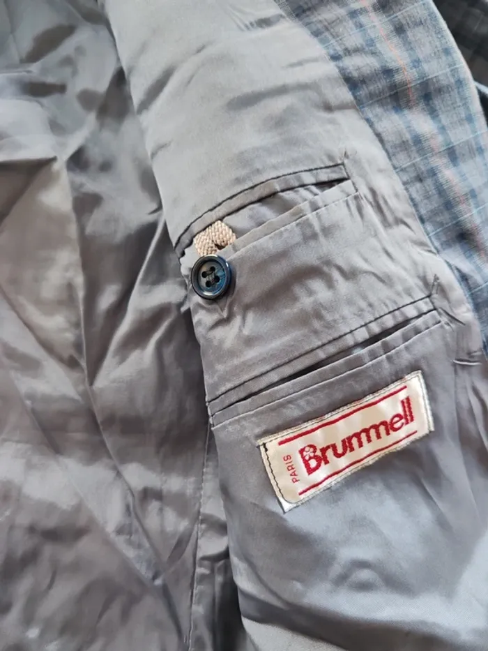 Blazer Brummell à carreaux bleu/gris – Made in France – Taille L - photo numéro 7