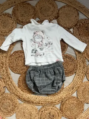 Ensemble fille t shirt + bloomer 6 mois boboli