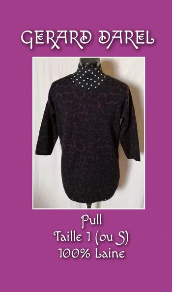 Pull en laine safari noir violet taille 1 ou S Gérard Darel
