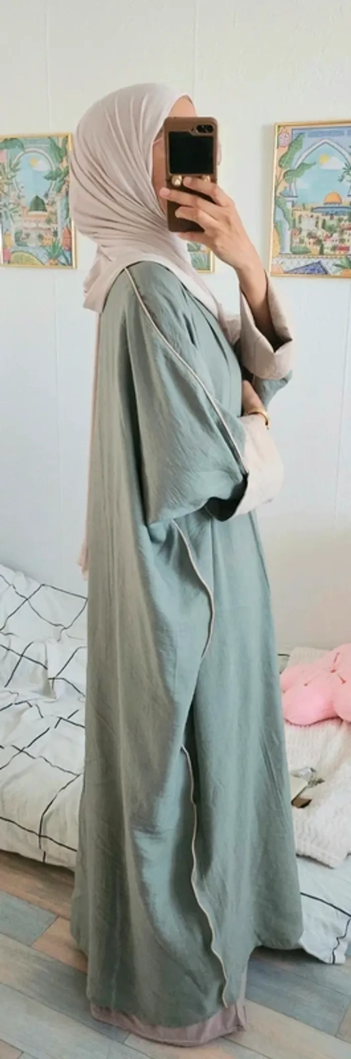 Abaya vert d'eau Jennah boutique NEUVE avec étiquette jamais porté - photo numéro 4