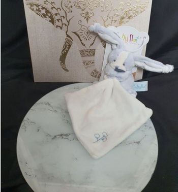 Doudou lapin bleu