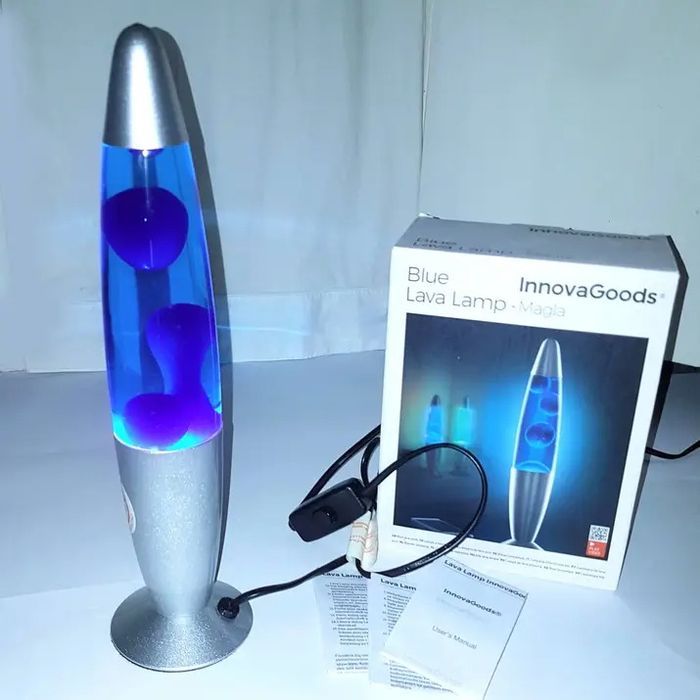 Lampe argenté, lave bleu-violet, NEUF - photo numéro 5