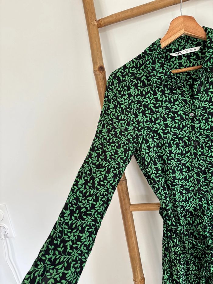 robe longue noire et verte Zara taille XS - photo numéro 3