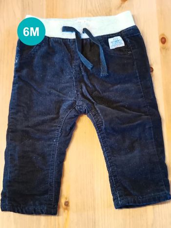 Pantalon velours noir gris Kimbaloo 6 mois