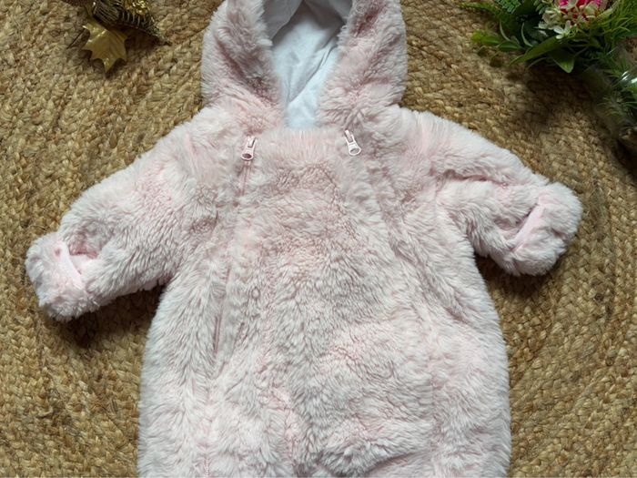 🌺Combinaison hivernal/ Combipilote en fausse fourrure rose Taille 1mois-56cm🌺 - photo numéro 3
