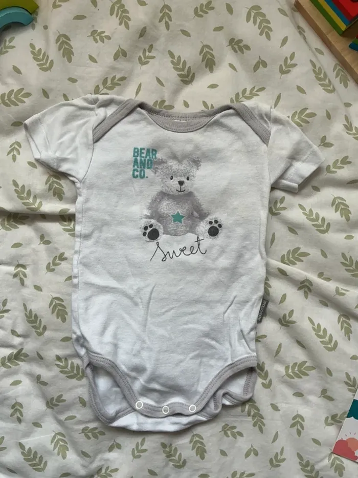 body manches courtes blanc et gris 9 mois absorba - photo numéro 3